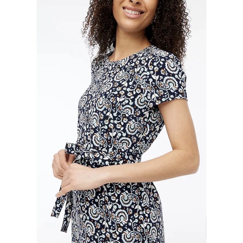 J. Crew Short sleeve suiting dress blue floral sheath dress, size 14, BP926